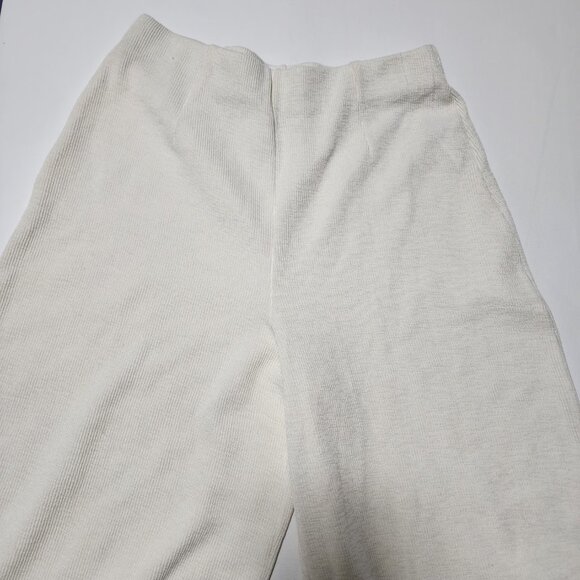 Zara Ivory Ribbed Knit High Rise Pull On Wide Leg Pants - Picture 6 of 10